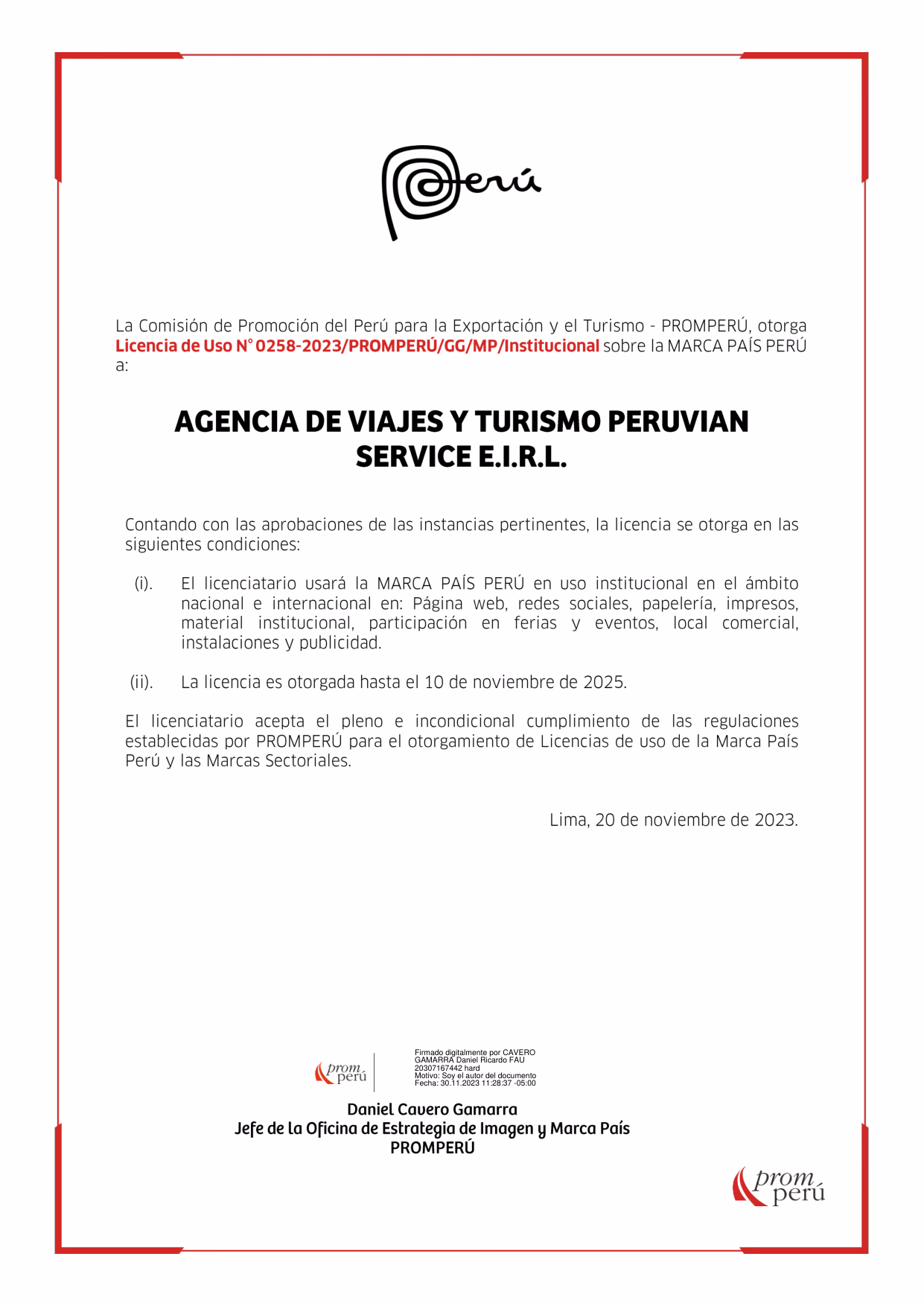 Autorización Marca Perú